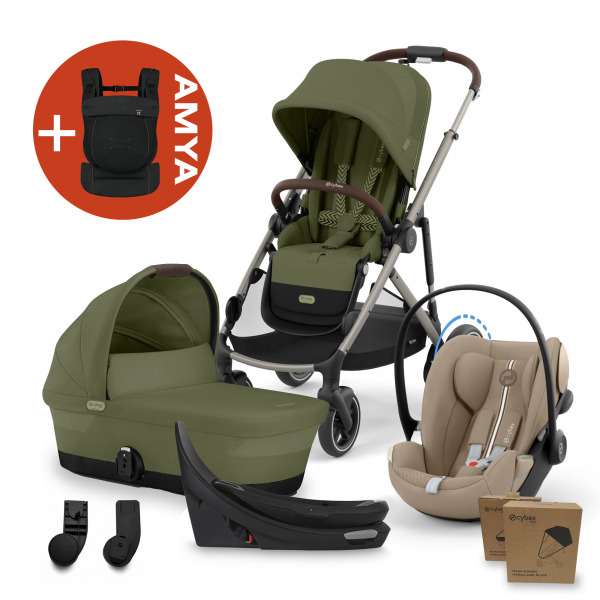 CYBEX Gold eGazelle 4in1 All Weather +AMYA - Moss Green/Almond Beige